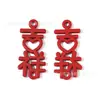 Accesorios Festivos Rojos Estilo Chino Doble Colgante DIY Placa de Personaje de Aleación Colgante Cadena para Teléfono Móvil Colgante para Llavero Hecho a Mano