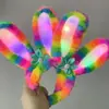 Nueva Diadema Luminosa de Orejas de Conejo Mickey de Pelo Largo 14 Ondas de Luz Punto Bola de Pelo Orejas de Conejo Luminoso Puesto de Punto Turístico del Mercado Nocturno