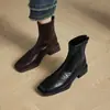 Primer Encuentro Temporada Piel Suave Adelgazantes Tallas Grandes Mujer Punta Cuadrada 2026 Nuevo Otoño/Invierno Tacón Grueso Elásticas Ajustadas Botas Botas de Moda