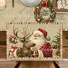 Tapete de Mesa de Natal TEMU Transfronteiriço Material de Linho Estampado Utensílios de Cozinha Domésticos Porta-Copos Decoração de Festa de Feriado
