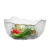 Tigela de vidro com borda dourada criativa japonesa irregular para salada de frutas padrão martelado resistente ao calor para micro-ondas louça para lavar chá transfronteiriça