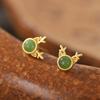 Pendientes de plata de ley S925 chapados en oro con turquesa azul, diseño de cara de huevo de cervatillo, sencillos y modernos, con ágata roja del sur para mujer.