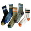 Calcetines de invierno nuevos de felpa, calcetines altos a rayas con forro polar, calcetines gruesos y cálidos de longitud media con parte inferior de toalla, calcetines para niños