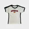 Nuevo Top Azul de Verano/Primavera Europeo y Americano, Delgado, Ajustado, Estampado de Letras, Y2K, Camiseta de Verano para Mujer con Ombligo al Aire, Sexy Transfronterizo