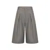 D2517 Retro Americano Neutro Estilo Old Money Moderno Diseño de Pliegues Caídos Shorts Casuales Holgados de Tres Cuartos para Hombre