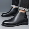 Botines Chelsea Estilo Británico para Hombre Casual de Negocios Tobilleros Piel Genuina Dr. Zapatos de Cuero Redondos de Tacón Bajo Nuevos para Hombre Martens
