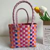 Fábrica de Artesanías Jinyi Venta al por Mayor Bolsos Infantiles de Cuadros de Colores Mini de Verano Bolso Tejido Hecho a Mano Cesta de Verduras