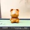 Talla en madera de sándalo arcoíris, diseño de oso lindo, accesorios creativos de cuentas DIY, pulsera y adornos colgantes de madera