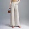 Pantalones de pierna ancha para mujer, modernos y versátiles, nuevo estilo otoño 2026, elegantes, sencillos, holgados, adelgazantes, rejuvenecedores, pantalones casuales de lino de moda