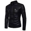 Transfronterizo 2024 Otoño e Invierno Nuevo Chaqueta de Cuero para Motociclista Europea y Americana Chaqueta Chaqueta con Cuello Vertical Moda Chaqueta de Cuero Lavado para Hombre