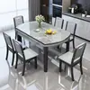 Mesa de Jantar para Casa Mesa de Jantar em Rocha Clara Mesa Redonda Extensível de Luxo Leve Italiano Quadrada Redonda Simples Moderna Mesa de Jantar de Uso Duplo