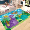 Alfombra de Dinosaurio de Dibujos Animados de Terciopelo de Cristal, Linda Alfombra para Gatear para Habitación Infantil y Dormitorio, Alfombra de Piso Antideslizante y Resistente a Manchas para Sala de Estar y Mesita de Noche