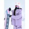 Nueva Chaqueta de Esquí de Moda para Mujer, Popular Abrigo de Esquí Estilo Alternativo con Algodón Añadido y Cortavientos con Capucha Engrosado