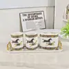 Venta Directa Transfronteriza Set de Artículos de Tocador para Baño Uso en Hotel y Hogar Taza para Enjuague Bucal de Porcelana Hueso Botella de Loción Portacepillos de Dientes Set de Bandeja