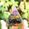 Pirâmide de Cristal Natural 5cm Olho de Tigre Ametista Lápis Lazúli Ornamento Mini para Mesa de Casa