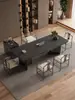 Mesa de Centro de Pizarra de Piedra de Lujo, Juego Moderno de Mesa y Sillas para el Té, Sencillo y Elegante con un Toque de Alta Gama, Mesa para Ceremonia del Té de Oficina, Mesa para Preparar Té