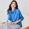 Camisa Azul de Temperamento Commute Francés Manga Larga Nueva Llegada Primavera 2026 Color Sólido Cuello Polo Top Camisa Color Sólido Mujer