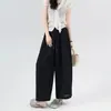 Pantalones de pierna ancha drapeados de Tencel para mujer petite, estilo nuevo de verano 2026, cintura alta, adelgazantes, protectores solares, finos, de nueve cuartos