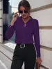 Camisa Versátil Simple para Mujer Estilo Europeo y Americano Camisa de Longitud Media para Viajes Cotidianos Color Sólido Manga Larga Blanco Negro