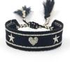 Jóias da moda europeia e americana bordado letra FELICIDADE pulseira de borla tecida pulseira da amizade para senhora