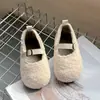 Zapatos de algodón forrados de polar para mujer Birkenstock 2026 para exteriores otoño e invierno, color liso, peludos, de suela suave, cálidos mocasines Mary Jane