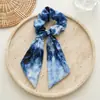 Anillo para el Cabello de Cinta con Lazo para Mujer, Anillo para el Cabello de Intestino Grueso Grande, Diadema Floral de Satén con Pintura al Óleo, Diadema, Goma Elástica, Cuerda para el Cabello Estampada Vintage, Accesorios para el Cabello