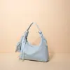 Bolso de Hombro de Cuero de Vaca de Primera Capa Personalizado de Fábrica Togo para Mujer, Bolso Cruzado de Gran Capacidad, Bolso de Mano Simple y Elegante con Forma de Empanadilla para Mujer