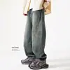 Hao Ting. Jeans de Corte Tridimensional Sueltos tipo Cimitarra para Hombre Estilo Americano Otoño Retro Casual Pierna Ancha
