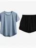 Comercio Exterior Transfronterizo Ropa Deportiva para Hombres y Mujeres, Secado Rápido, Transpirable, Corte Holgado Pantalones Cortos de Entrenamiento Deportivo de Manga Corta, Tops de Yoga, Ropa de Fitness