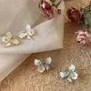 Diseño Francés Cristal Azul Degradado Mariposa Aretes Elegante Dulce Fresco Flor de Concha Moda Versátil Pendientes