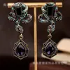 Pendientes Vintage de Cristal Morado Estilo Étnico Bohemio Más Vendidos Transfronterizos con Artesanía Pesada Cadena para Suéter con Borla de Serpiente