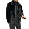 Ropa de Abrigo de Invierno para Hombre Terciopelo de Visón Algodón Ropa de Abrigo Color Sólido Engrosada Chaqueta Cálida Moda Tendencia Ropa de Abrigo de Imitación de Piel Estilo Corto