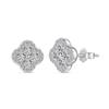Pendientes de botón de plata de ley S925 de estilo coreano para mujer, con incrustaciones de circonita de color caramelo y trébol, pendientes femeninos de moda diaria, venta al por mayor