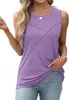 2026 Moda Feminina Europeia e Americana Amazon Transfronteiriça Novo Estilo de Verão Regata de Gola Redonda com Design Único Irregular Sem Mangas Top Feminino