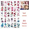 Adesivos de Tatuagem de Caveira de Novo Estilo Transfronteiriços com um Toque de Luxo, Letras Simples, Tatuagem de Flor de Rosa Inglesa, Adesivos de Tatuagem para Sobrancelha