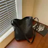 Bolsa de Cubo Tejida Simple Estilo Coreano Nueva de Verano Transfronteriza, Bolso Cruzado de Hombro Único de Gran Capacidad Casual para el Trabajo