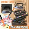 Marcador Acrílico de Doble Punta Bicolor con Purpurina para Arte Estudiantil, Opaco y Apilable, Caja de Apilamiento con Punta Suave Flash