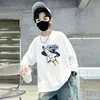 Camiseta de manga larga estampada para bebé niño, nuevo estilo primavera y otoño 2026, top 100% algodón para niños mayores