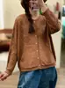 Otoño 2026 Nuevo Transfronterizo Algodón Holgado Hueco Cuello Redondo Simple Versátil Casual Chaqueta Suéter Tejido