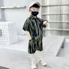 Trajes de Manga Corta para Niños de Primavera y Verano, Ropa de Verano Moderna Fresca y Guapa para Niños, Ropa para Niños, Camisas de Seda Helada, Conjunto de Dos Piezas