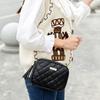 Nova bolsa feminina anual, bolsa feminina bordada com diamantes, cor sólida, corrente, ombro, transversal, casual, moderna, pequena, quadrada, para celular