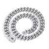 Meisa Jewelry Estilo Europeu e Americano Aço Inoxidável 14K Colar 6mm-14mm Redondo Polido Corrente Cubana Criptografada Zircônia Fecho de Mola Corrente