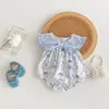 Mameluco de bebé verano delgado bebé niña dulce lazo cuello bolsa pedo vestido de escalada vestido de un año