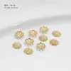 Folheado a ouro 18K suporte de flor oco tampa de flor porta-contas acessórios pulseira de miçangas DIY feita à mão espaçador material para joias de ouvido