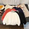 Moletom de Algodão com Manga Longa Infantil para Primavera e Outono, Nova Camisa Base Fina para Crianças, Versátil Cor Sólida Lisa Roupa Infantil