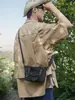 Bolso Bandolera Serie Textura Cuadros Negro Carbón Mate para Trabajo Ligero para Parejas Compras, Paseos, Senderismo al Aire Libre y Deportes Bolso de Hombro