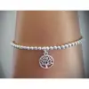 Pulsera de Trébol de Cuatro Hojas Galvanizado Moda Pulsera de Pareja Pulsera con Cuentas de Vidrio Negro Multifacético Colgante de Corazón