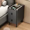 Mesa de cabeceira eletrônica multifuncional, inteligente, pequena, ultranarrow, versátil para quarto, madeira maciça minimalista moderna, mesa de cabeceira de painel de rocha de luxo leve