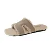 Nuevas pantuflas de lana de cordero con forma de H para mujer, ideales para otoño e invierno, aptas para usar al aire libre, con suela plana y suave, forro de felpa, cálidas, modernas y versátiles.