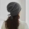 Cachecol 2026 Outono/Inverno Novo Chapéu Feminino Padrão Diamante Borda Enrolada Cordão Soltinho Quente Proteção para Orelhas Gorro Casual de Tricô